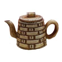 OX BONE CARVED BAMBOO TEA POT